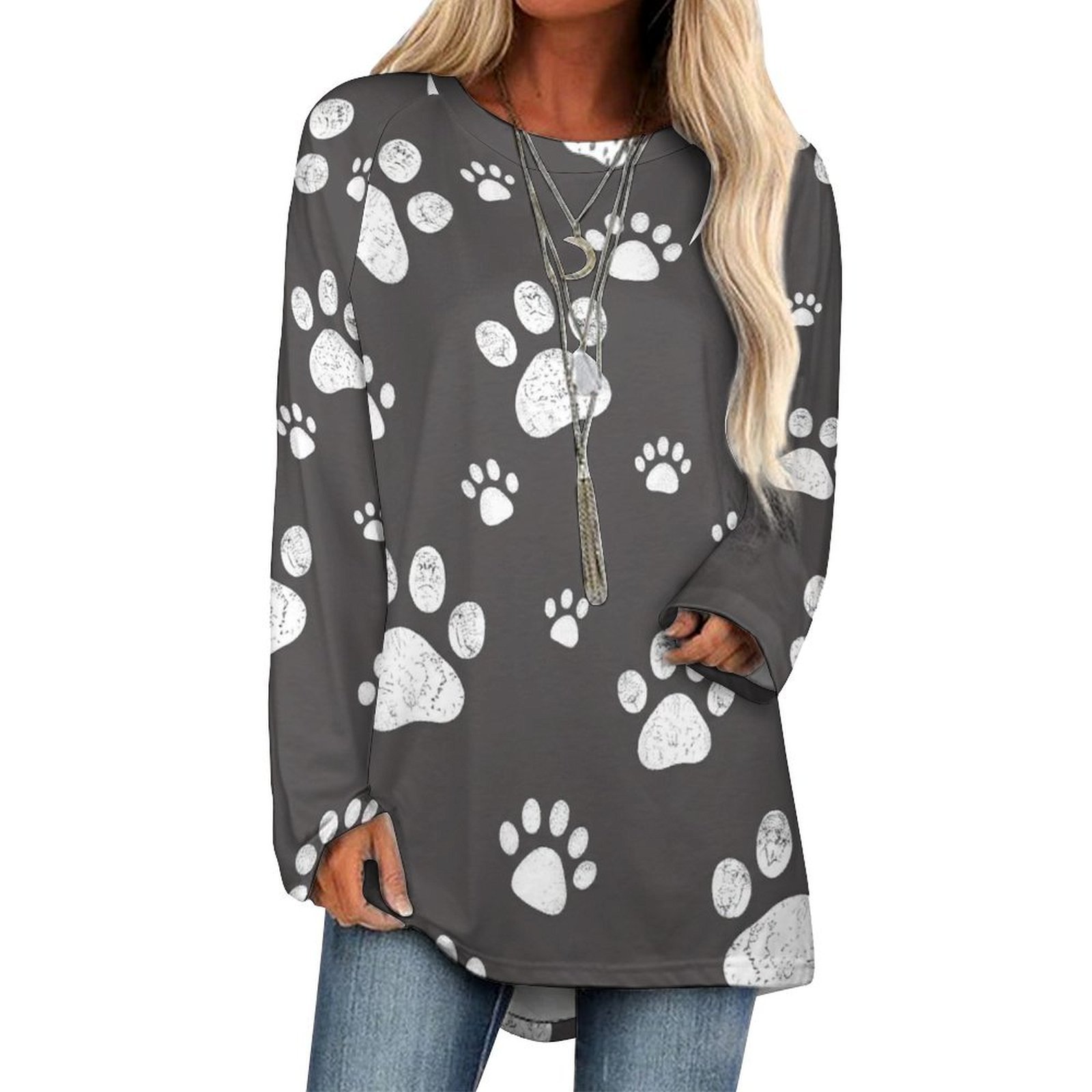 Bulldog Pattern Print Women Long Robe