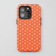 Paw Print Pattern For All iPhone Series Tough Phone Case Cute Animal Theme Orange