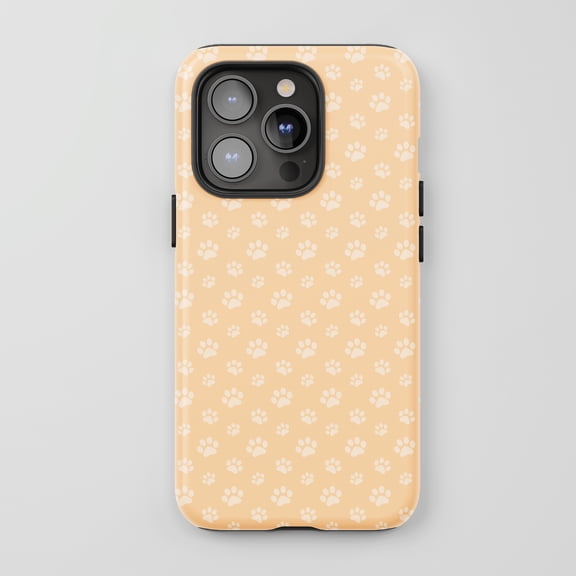 Paw Print Pattern For All iPhone Series Tough Phone Case Minimalist Cute Peach Paw Print