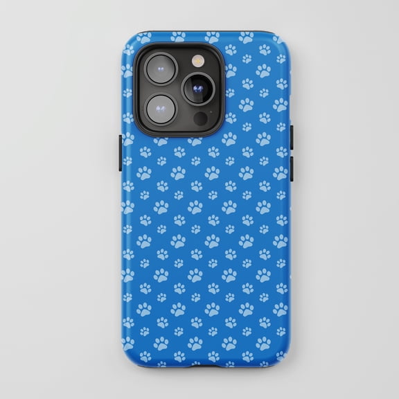 Paw Print Pattern for All iPhone Series Tough Phone Case Animal Lover Blue