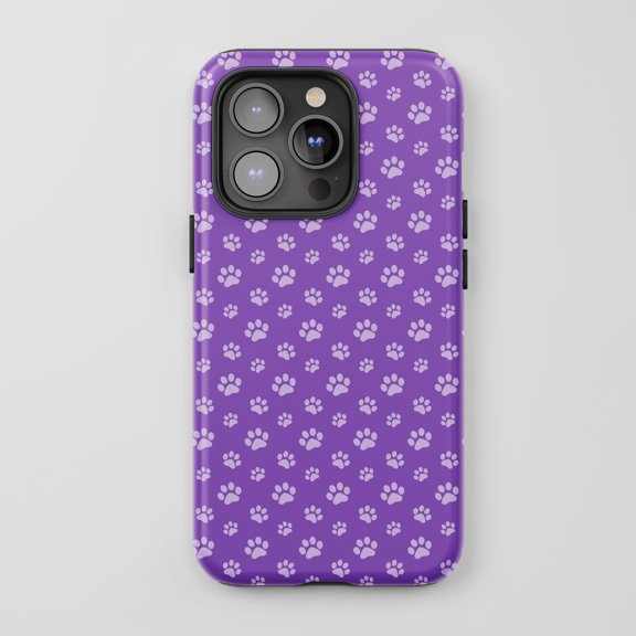 Paw Print Pattern for All iPhone Series Tough Phone Case Fun Cute Purple
