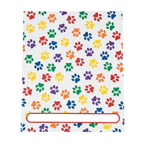 Paw Print Patterned Pocket Folders - Stationery - 12 Pieces