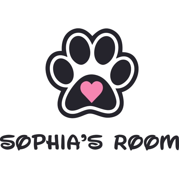 Paw Print Paws Pet Dog Dogs Heart Customized Wall Decal - Custom Vinyl Wall Art - Personalized Name - Baby Girls Boys Kids Bedroom Wall Decal Room Decor Wall Stickers Decoration Size (12x20 inch)
