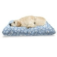 thumbnail image 1 of Paw Print Pet Bed, Animal Themed Pattern with Pet Foot Marks on Blue Toned Background Print, Resistant Pad for Dogs and Cats Cushion with Removable Cover, 24" x 39", Sky Blue and White, by Ambesonne, 1 of 4