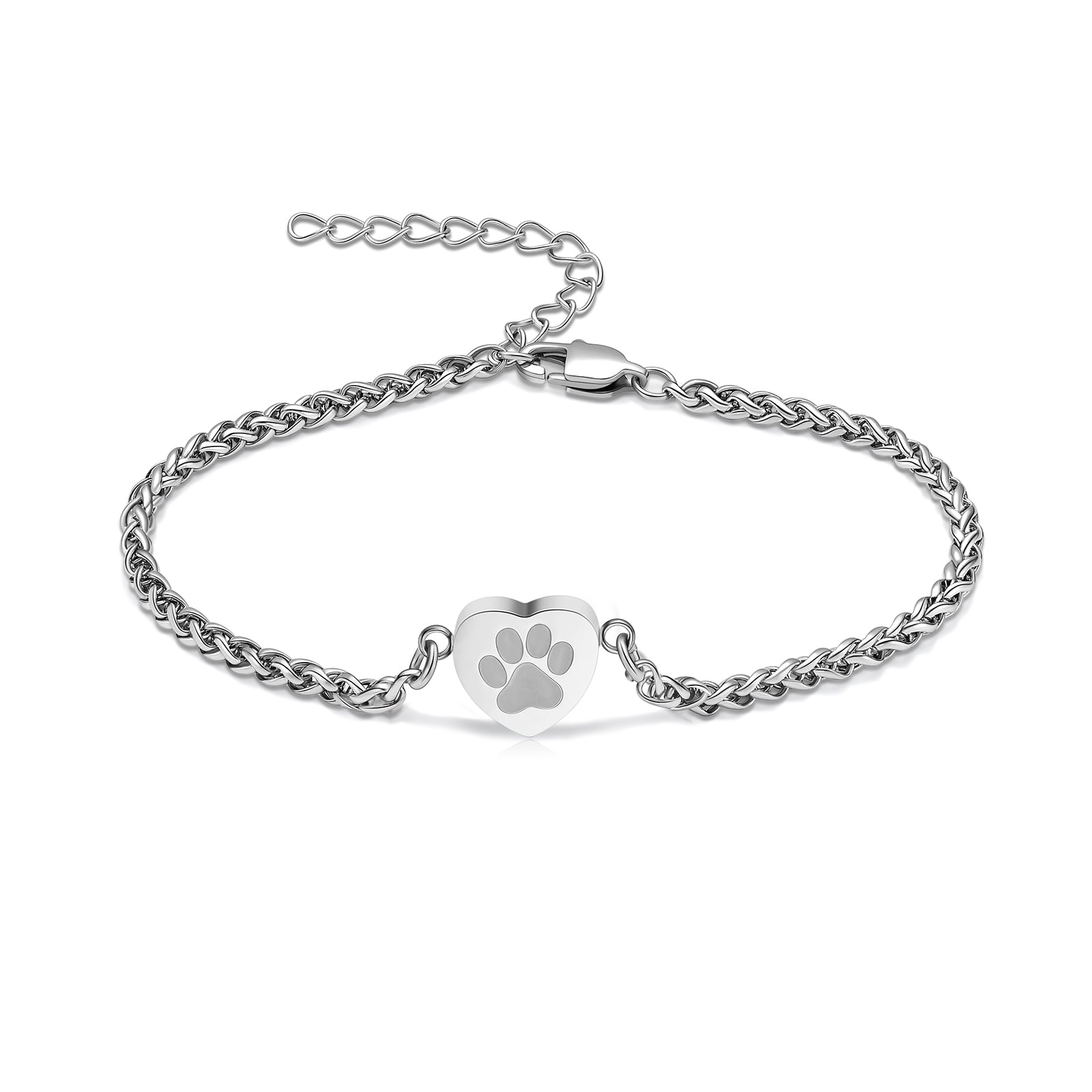 Paw Print Pet Cremation Jewelry Urn Bracelet for Ashes Heart Ashes ...