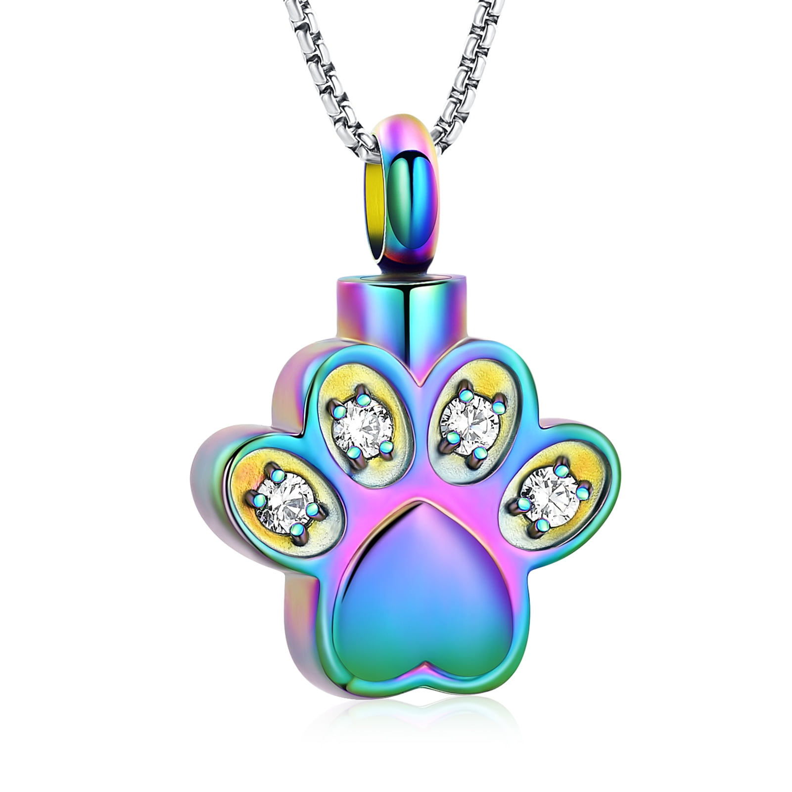 Paw Print Pet Cremation Jewelry Urn Necklace for Ashes Memorial Ashes ...