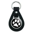 thumbnail image 1 of Paw Print Pet Dog Cat B&W Black Leather Keychain, 1 of 3