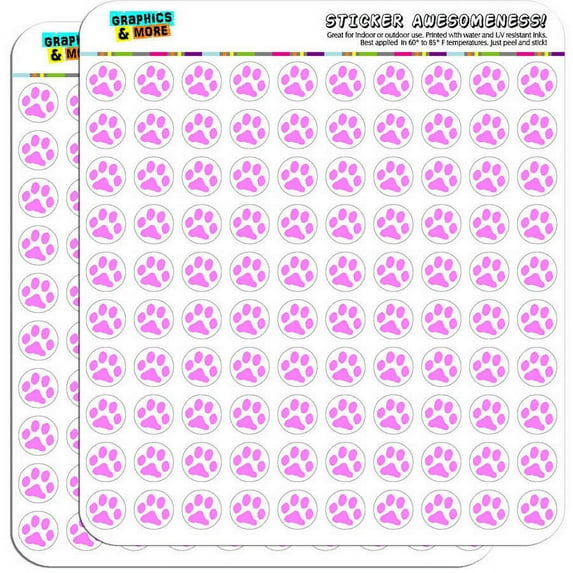 Paw Print Pink 200 1/2" (0.5") Planner Calendar Scrapbooking Crafting Stickers