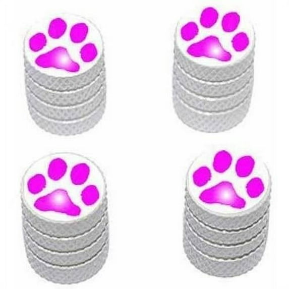Paw Print Pink Tire Rim Wheel Aluminum Valve Stem Caps, Multiple Colors