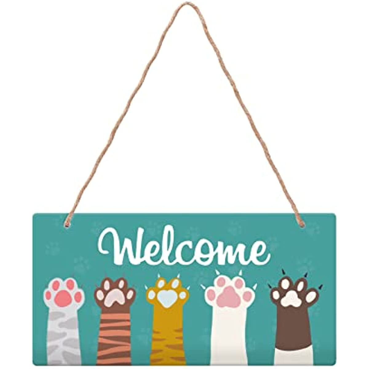 Paw Print Plastic Plaque Home Door Sign Rustic Door Plate Funny