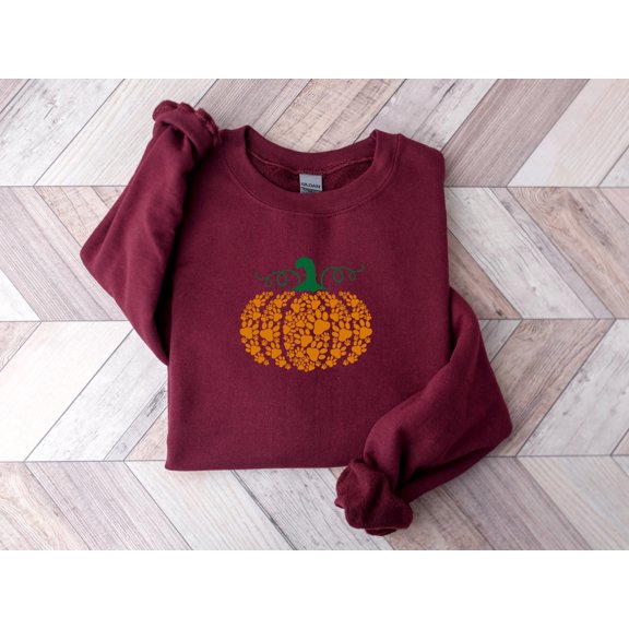 Paw Print Pumpkin Shirt, Halloween Dog Mom Sweatshirt