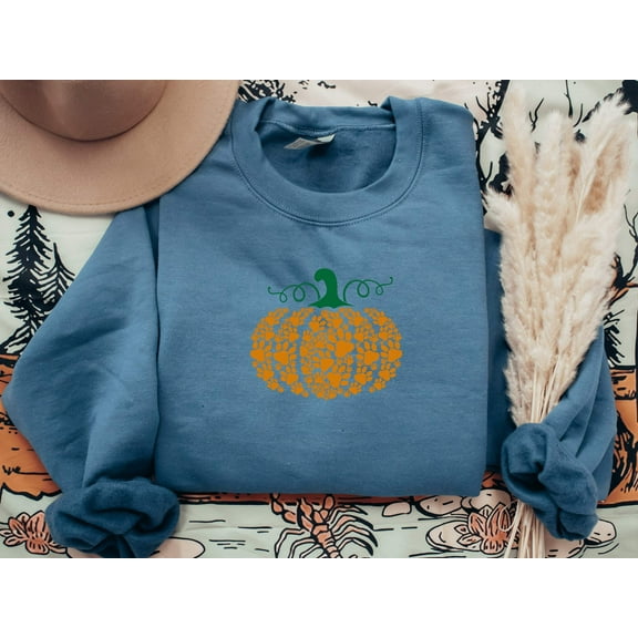 Paw Print Pumpkin Shirt, Halloween Dog Mom Sweatshirt