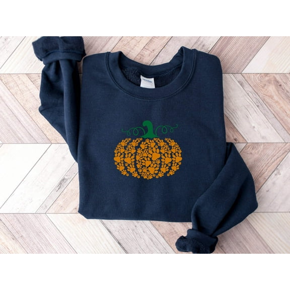Paw Print Pumpkin Shirt, Halloween Dog Mom Sweatshirt