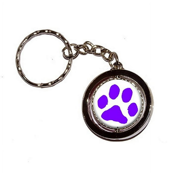 Paw Print - Purple Spinning Circle Keychain
