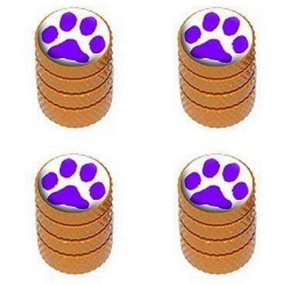 Paw Print Purple Tire Rim Wheel Aluminum Valve Stem Caps, Multiple Colors