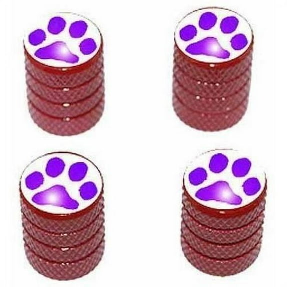 Paw Print Purple Tire Rim Wheel Aluminum Valve Stem Caps, Multiple Colors