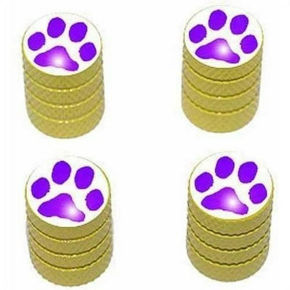 Paw Print Purple Tire Rim Wheel Aluminum Valve Stem Caps, Multiple Colors
