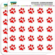 Paw Print Red 50 1" Planner Calendar Scrapbooking Crafting Stickers