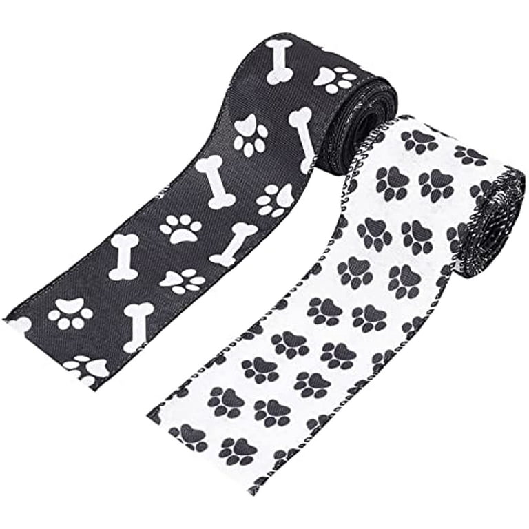 10 Yards X 2.5 Inch Cat Or Dog Paw Prints Black And White Wired Ribbon –  Brooklyn Belle
