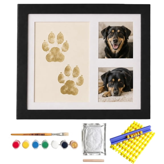 Paw Print Set for Dog Cat, 2026 Forever Pawprint Keepsake Frame, Soft & Pet Safe Clay, Clean Prints, Quality Wooden Frame, Personalized Gift Keepsake for Pet Lovers