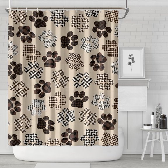 Paw Print Shower Curtain 72x84in ,Bathroom Decorative Shower Curtains Set with 12 Hooks,Modern Waterproof Washable Shower Curtain