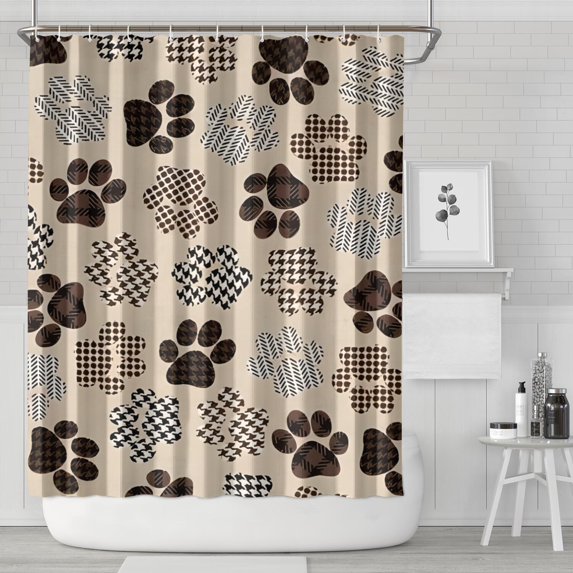 Paw Print Shower Curtain 84"x72" ,Bathroom Decorative Shower Curtains Set with 12 Hooks,Modern Waterproof Washable Shower Curtain