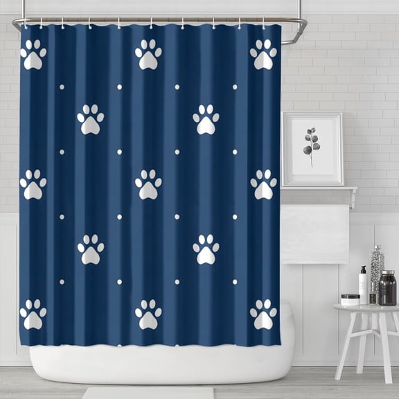 Paw Print Shower Curtain 84x72in ,Bathroom Decorative Shower Curtains Set with 12 Hooks,Modern Waterproof Washable Shower Curtain