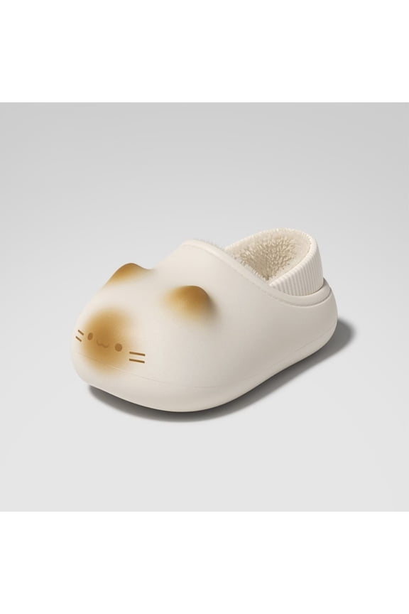 Paw Print Slippers with Fleece Lining Waterproof Sole, Non-Slip Indoor House Shoes for Women – Cozy Closed-Back Winter Slippers Leaving Realistic Paw Marks on Floors