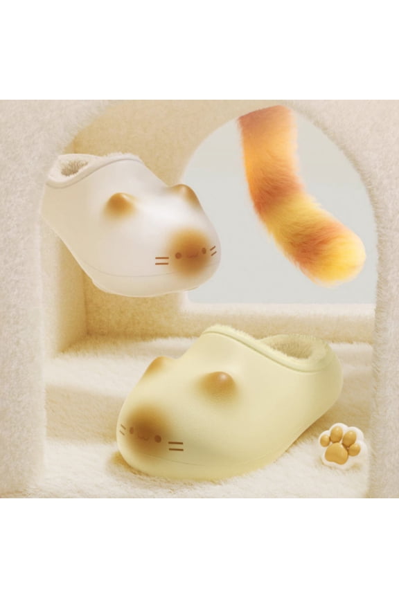 Paw Print Slippers - Waterproof Fleece Lining, Closed-Back, Non-Slip Foam Insoles, Cozy Indoor Winter House Shoes, Padded, Sole, Size 40-41, Warm Pet-Themed Comfort