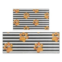 Paw Print Sonstripes Kitchen Rugs Sets Of 2,Anti Fatigue Kitchen Mat Rugs Non Slip Washable,Decorative Kitchen Floor Mats for Kitchen,Sink,Laundry,17"x30" 17"x47"
