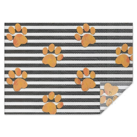 Paw Print Sonstripes Rectangle Tablecloth 60"x84",Waterproof Polyester Rectangle Table Cloth, Wipeable Spillproof Polyester Tablecloth for Dining, Camping, Indoor and Outdoor