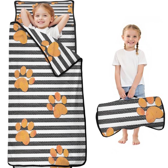 Paw Print Sonstripes Toddler Nap Mats for Kids Preschool,Sleeping Mat Bag or Kids,Toddler Sleeping Bag,Toddler Nap Mat or Daycare