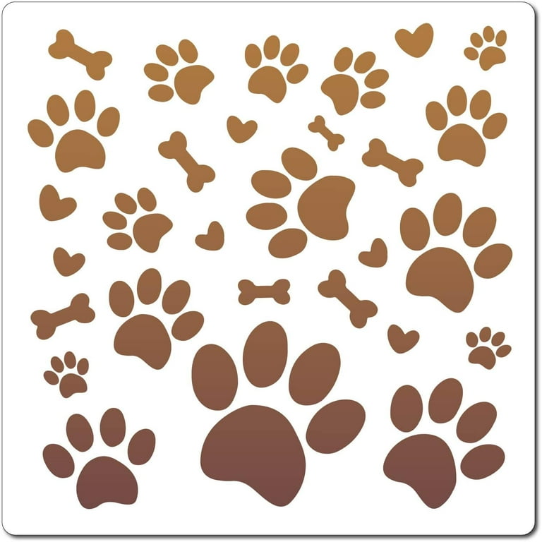 paw-print-stencil-dog-bone-heart-pattern-template-30x30cm-large-reusable-plastic-square-stencil-sign-for-painting-on-wood-wall-scrapbook-card-floor-drawing-diy-furniture-decor-crafts-walmart-com