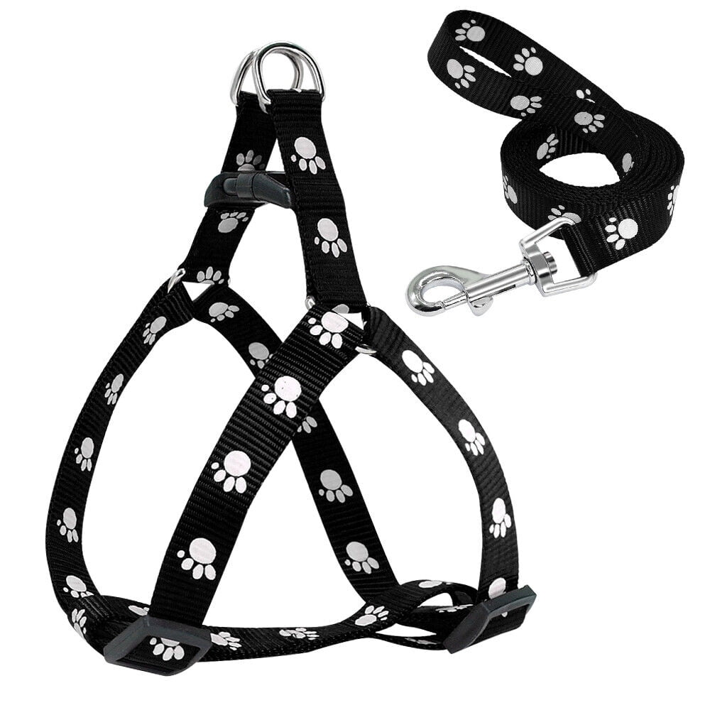 Paw Print Step In Dog Harness and Walking Leash set Adjustable Cute