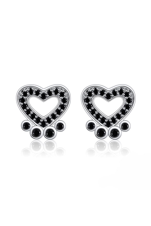 Paw Print Stud Dog Earrings for Women Sterling Silver Purple Cz Ginger Lyne Collection