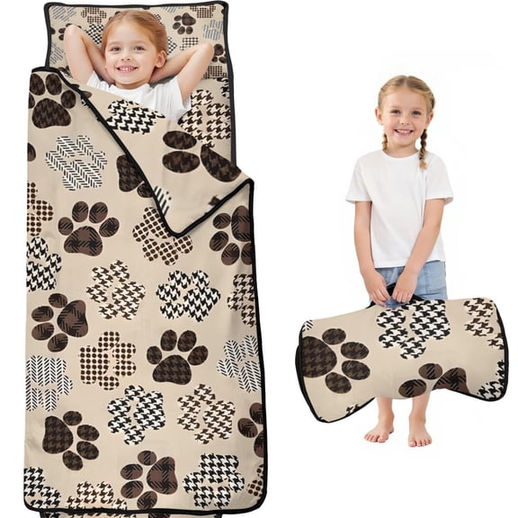 Paw Print Toddler Nap Mats for Kids Preschool,Sleeping Mat Bag or Kids,Toddler Sleeping Bag,Toddler Nap Mat or Daycare