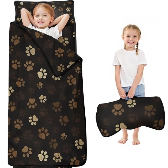 Paw Print Toddler Nap Mats for Kids Preschool,Sleeping Mat Bag or Kids,Toddler Sleeping Bag,Toddler Nap Mat or Daycare