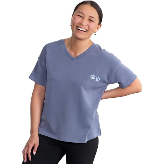 Paw Print Ultra Soft Modal Tee Lightweight Breathable V Neck T Shirt Wrinkle Resistant Gifts for Women Mom Ladies