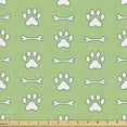 thumbnail image 1 of Ambesonne Paw Print Fabric by the Yard Upholstery, Foot Marks and Bones Art, 3 Yards, Pastel Green and White, 1 of 4