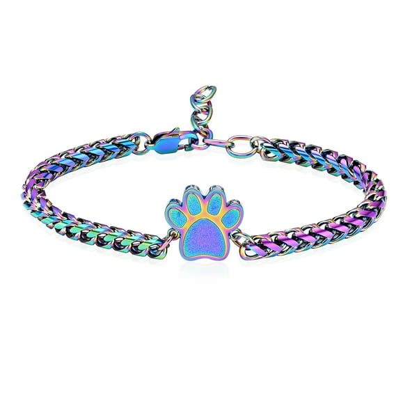 Paw Print Urn Bracelet for Ashes Cremation Jewelry Cute Animals Adjustable Memorial Keepsake Cremation Bracelets Jewelry Gifts for Dog/Cat