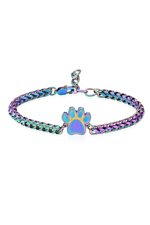 Paw Print Urn Bracelet for Ashes Cremation Jewelry Cute Animals Adjustable Memorial Keepsake Cremation Bracelets Jewelry Gifts for Dog/Cat
