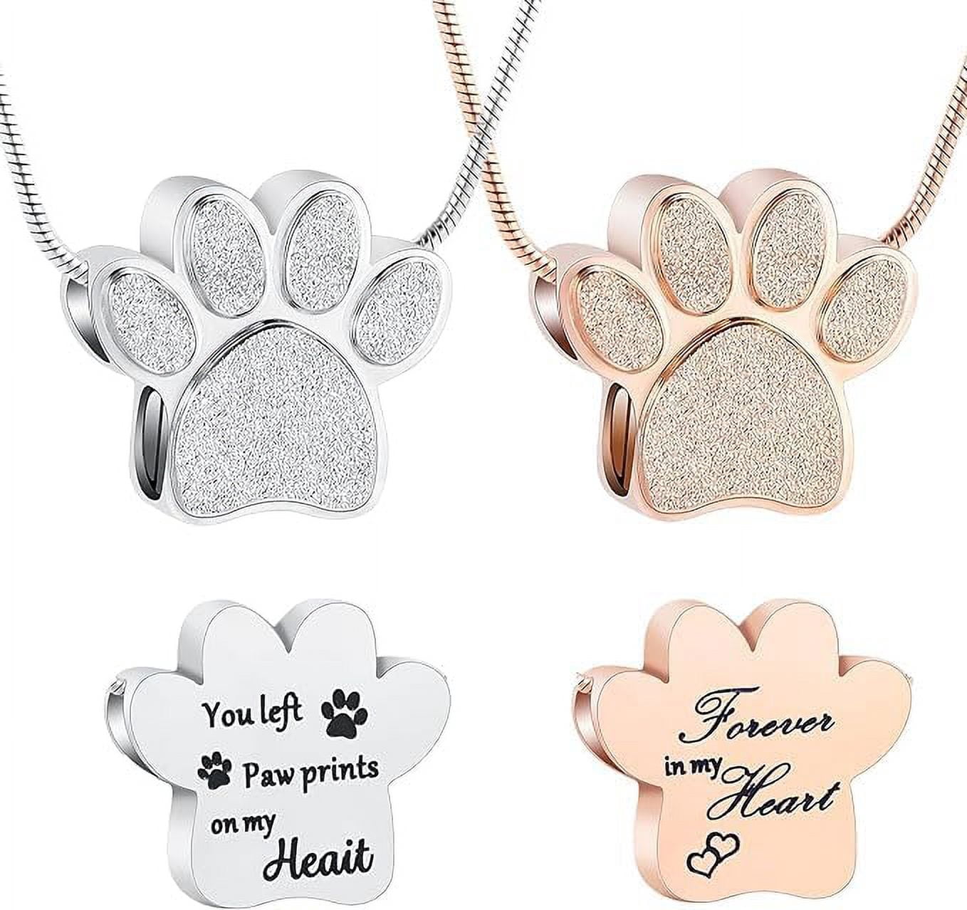 Paw Print Urn Cremation Necklace for Ashes Dog Cat Pet Paw Print Animal ...