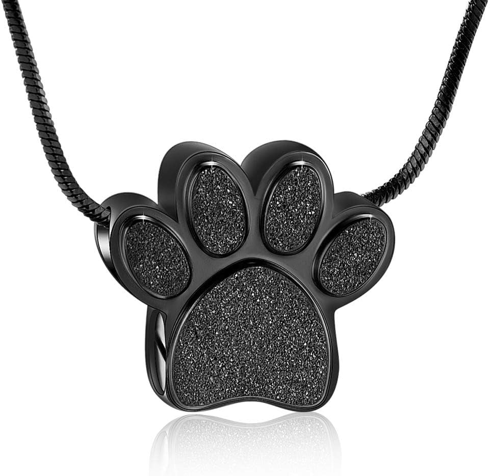 Paw Print Urn Cremation Necklace for Ashes Dog Cat Pet Paw Print Animal ...