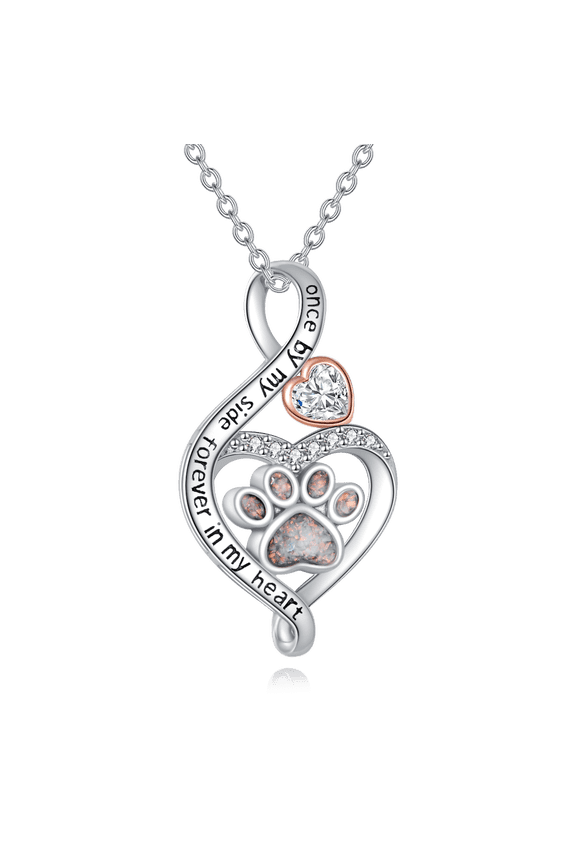 Paw Print Urn Necklace for Ashes Sterling Silver Cremation Pendant Memorial Jewelry Gifts with Funnel Filler for Women Men