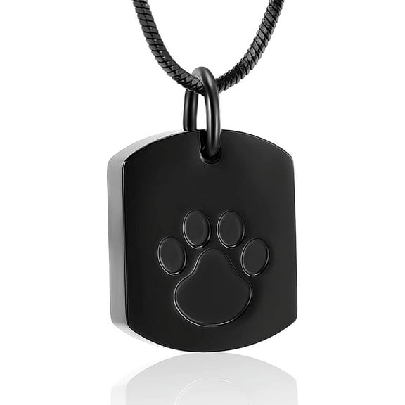 Paw Print Urn Necklace for Ashes for Pet Paw Print Memorial Ash Pendant Necklace Cremation Jewelry for Pet's Cat Dog's Ashes With Filling Kit