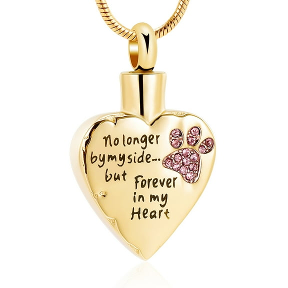Paw Print Urn Necklace for Ashes with Birthstones Cremation Necklace for Pet Stainless Steel Ash Necklace Memorial Ash Holder