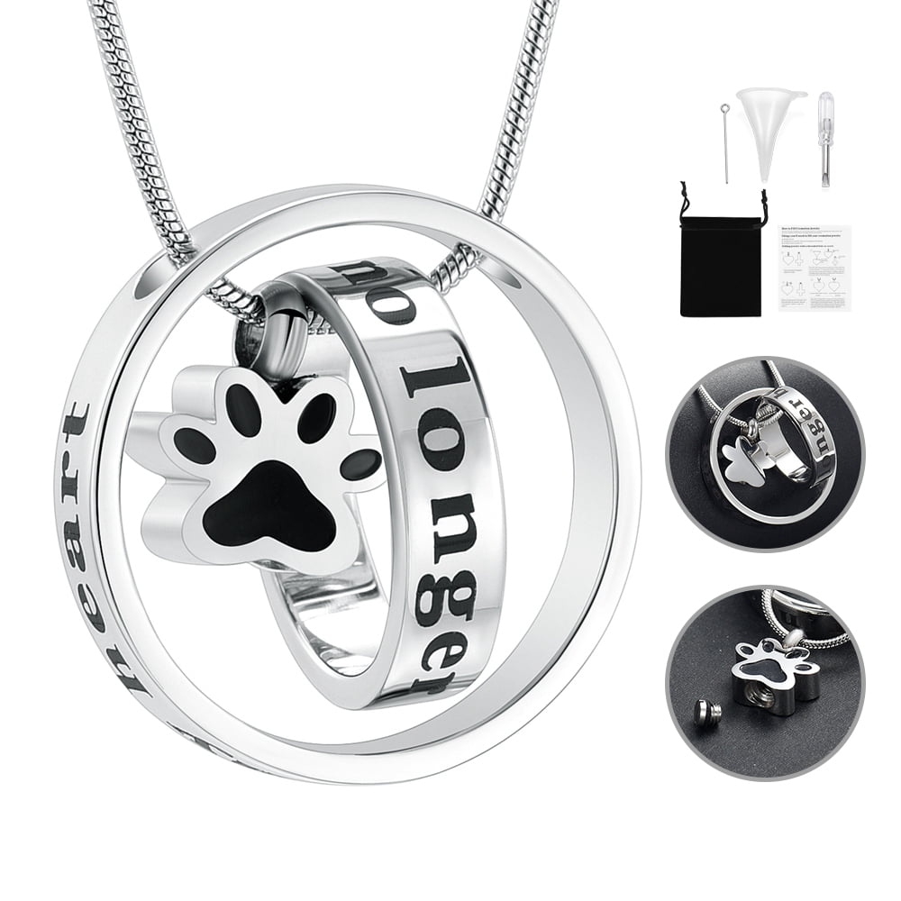 Paw Print Urn Necklace for Dog Ashes Stainless Steel Cat Ashes Urn ...