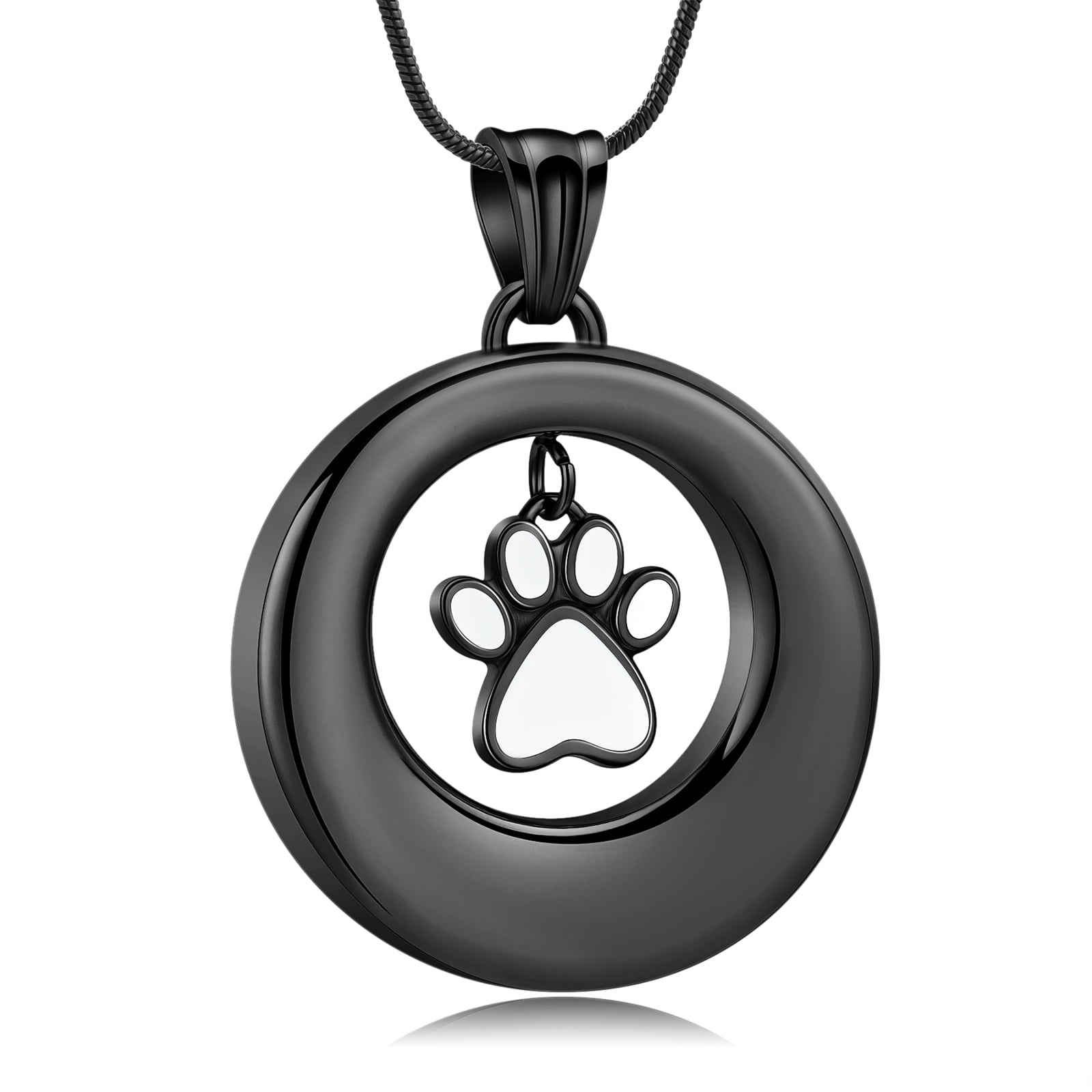Paw Print Urn Necklace for Dog Cat Circle With Paw Urn Pendant Ashes ...