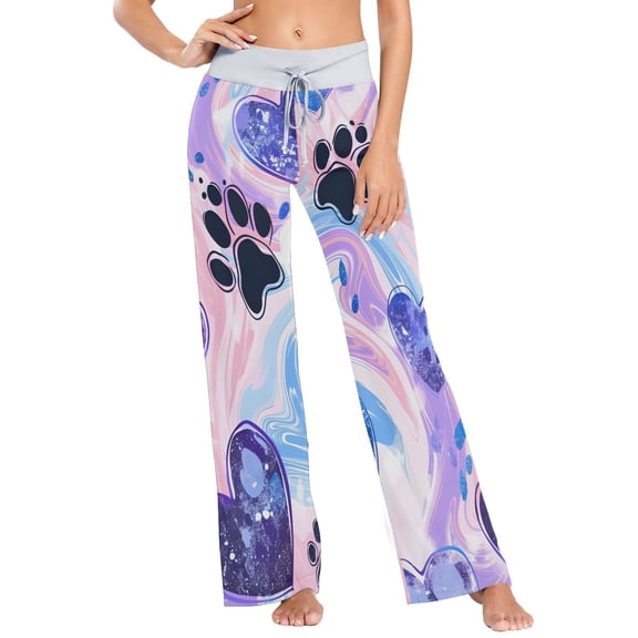 Paw Print Womens Sleep Pajama Pants Waistband Lounge Sleepwear Pjs Sweatpants Yoga Pants