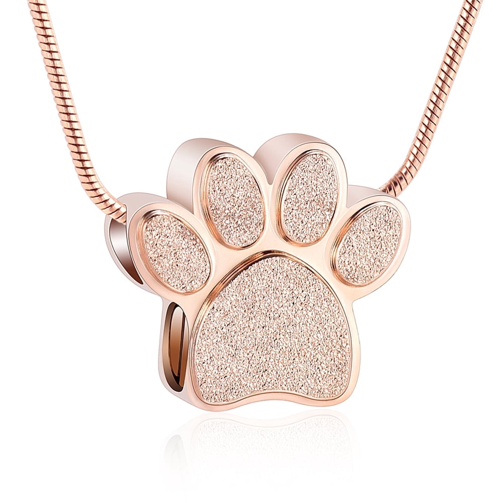 Pet Cremation Jewelry for Ashes Urn Necklace Paw Print Pet Keepsake ...